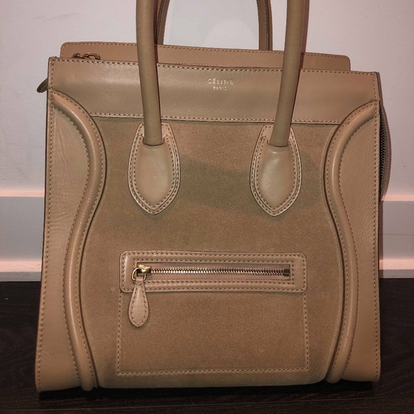 Céline Mini Luggage Handbag-Suede/Smooth Calfskin - Picture 1 of 7